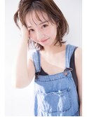 ナチュラルウルフボブウルフココアベージュ黒髪グレージュカラー