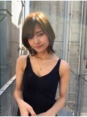 大人かわいい前髪セシルカットココアブラウンフリンジウェーブ