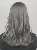 【髪質改善】透明感シアーシルバー×セミロング