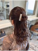 お団子ハーフアップ