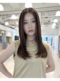 ロングレイヤー/ナチュラルブラウン/ストレートパーマ
