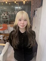 ヘアー アレス(hair ales)&nbsp;イメチェン　アンブレラカラー　ホワイト　ブロンドミルクティー