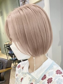 ムク 横浜店(muku) ダブルカラーミルクティーベージュカラーケアブリーチ韓国ボブ