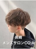 シャドウパーマ　メンズシースルーマッシュニュアンスパーマ韓国