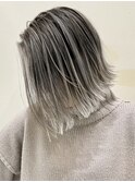 外国人風ハイライトバレイヤージュ白髪ぼかし グレージュ