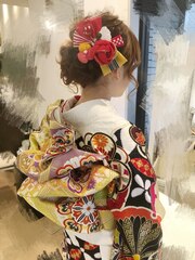 成人式当日・ヘア帯結び