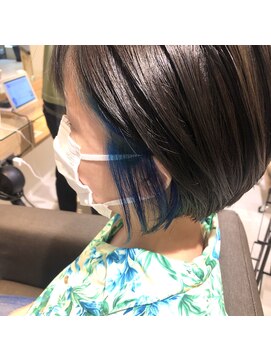 ルディー バイ ヘアーポケット(rudii by HAIR POCKET) ショートボブ★インナーカラー★ブルー