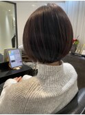 大人ボブ　丸みボブ　センターパート