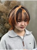 【GEEKS渋谷】オレンジカラー/ウルフ/顔周りレイヤー/春カラー