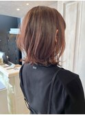 福山人気くびれミディアムオレンジブラウンブリーチなし20代30代