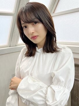 リノア 西梅田 福島(Linoa) 梅田/髪質改善/ココアブラウン♪斜めバング×くびれミディ