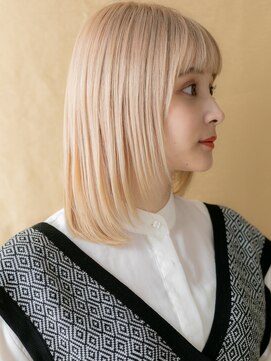 カバーヘア 上尾西口店(COVER HAIR) ぱっつん前髪金髪ホワイトブロンドシャギーカットX上尾20代30代
