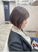 レイヤーボブ×ピンクベージュブラウン