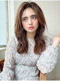 アフロートeri大人可愛いセミロングレイヤー巻き髪スタイル
