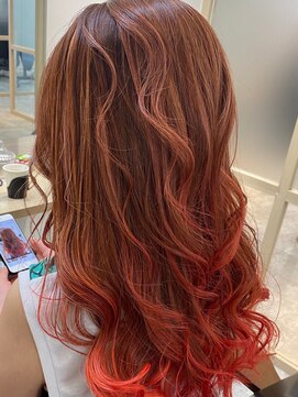 シェルビー 新宿(SHELBe) カールロング×オレンジグラデーション[ヘッドスパ/白髪染め]