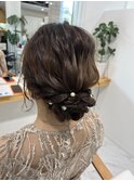 ヘアセット/編みこみシニヨン/結婚式/卒業式/30代/40代/50代