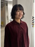 大人可愛いボブパーマ顔周りレイヤーカット