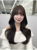 くびれレイヤーカット♪ 大人かわいい韓国ヘア ぱっつん前髪