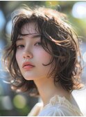 ナチュラルボブミニウルフチェリーブラウン20代30代40代50代