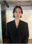メンズボブウルフメンズミディアムレイヤーカットメンズウルフ