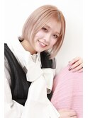 内巻きボブ切りっぱなしボブシースルーバングハニーベージュ