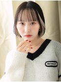 ミストバングフェイスフレーミングハッシュレイヤーボブ20代X