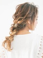 アース 三軒茶屋店(HAIR&MAKE EARTH)&nbsp;三軒茶屋_レディース_ロング_コテ巻き_編み込み_ブラウン_セット