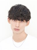波打ちパーマメンズショートツーブロックマッシュ波巻きパーマ