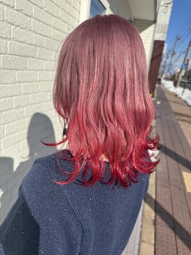 カメリア (camellia) ピンク+裾レッドカラー