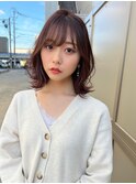 20代30代40代ガーネットブラウン くびれレイヤーボブ