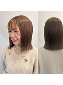 ミディアムヘア/ボブ/ベージュカラー/オージュアカラー