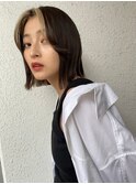 大人黒髪ネビージュタッセルボブ小顔似合わせ前髪ワンレンボブ