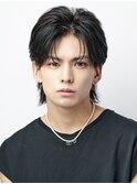 フェザーパーマ韓国ヘア黒髪ウルフコンマバングワックスなし