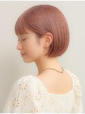 ショートピンクブリーチ形ショートボブ前髪あり20代30代40代韓国