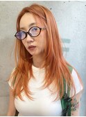 【azu】オレンジ、ブリーチカラー、表参道