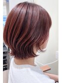 ツヤ感レッドブラウンの外ハネボブ