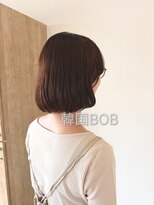 サロン(SALON)&nbsp;ココアブラウンの切りっぱなし韓国ボブ　～Akari～