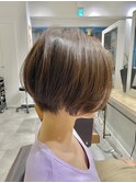 【伸ばしかけの方にオススメ】丸みショート×フォギーベージュ