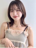 くびれミディ★斜めバング/グレージュカラー/シルキーベージュ