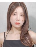 セミディレイヤーカットシアーカラーオリーブベージュ20代30代