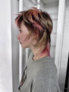 レコ(LECO) ハイトーンデザインカラーローライトピンクショートウルフ