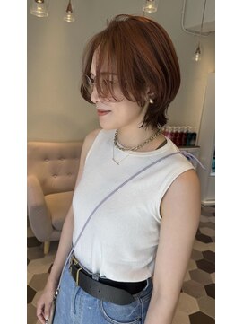 リベラル(liberal) レイヤーボブ アンブレラカラー オレンジベージュ【30代/40代】