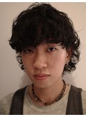 スパイキーショートマレットメンズパーマニュアンスパーマ