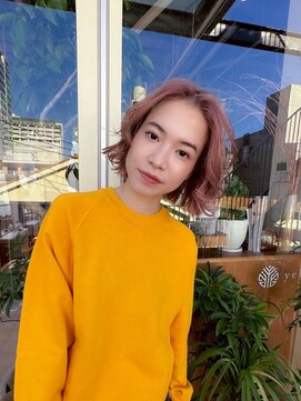 エルム 原宿 表参道(yelm) [ピンクベージュ×ボブ]#ブリーチ#ダブルカラー