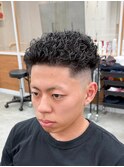 極道パーマ/スキンフェード/ホワイトハイライト/メッシュ/南堀江