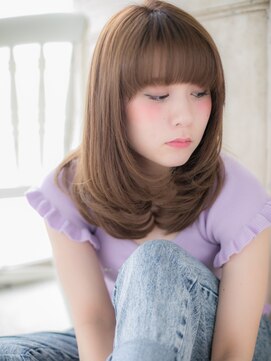 モッズ ヘア 福岡姪浜店(mod's hair) *mod's姪浜*…厚めバングxローライト♪ワンカール小顔セミディd