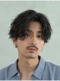 波巻きスパイラルパーマメンズセンターパートツーブロック名駅