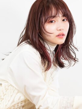 エアー 横浜(AIR) 【湯田】ミディアムレイヤーピンクイヤリングカラー