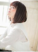 mod's天神/ぱっつん前髪チェリーレッド切りっぱなし小顔ボブa