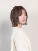 小顔外ハネボブダークアッシュ大人ガーリー似合わせカット